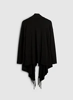 Cardigan à franges et ourlet asymétrique