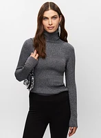 Pull à col roulé et tricot côtelé
