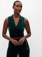 Velvet Belt Detail Jumpsuit