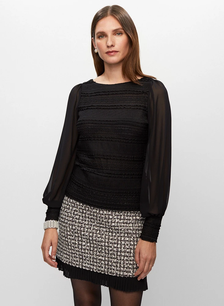 Ruffle Lace Long Sleeve Top