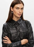 Vegan Leather Shirt Dress