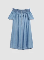Robe droite en tencel à encolure bateau