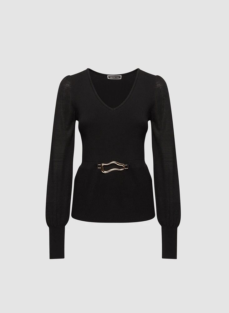 Pull coupe péplum à boucle ouverte