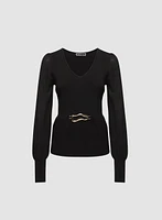 Pull coupe péplum à boucle ouverte