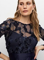 Floral Mesh & Satin Gown