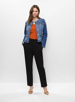 Veste courte en denim et pantalon jambe droite
