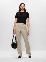 T-shirt à slogan et pantalon à taille froncée