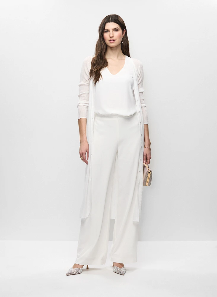 Cardigan long et pantalon large à fermeture latérale
