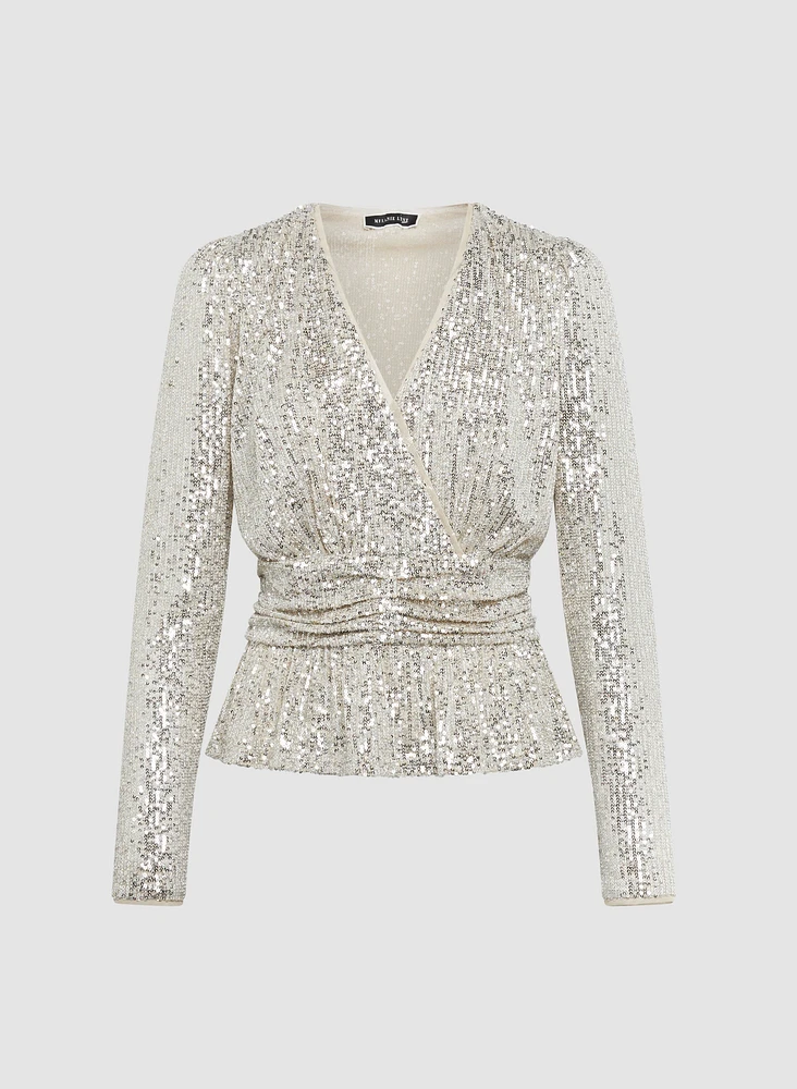 Sequin Peplum Top