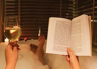Mother's Day Greeting Card Mom In Bubble Bath With Wine Glass and Book