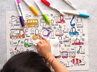 Toot Toot Honk Reusable Silicone Colouring Placemat by HeyDoodle