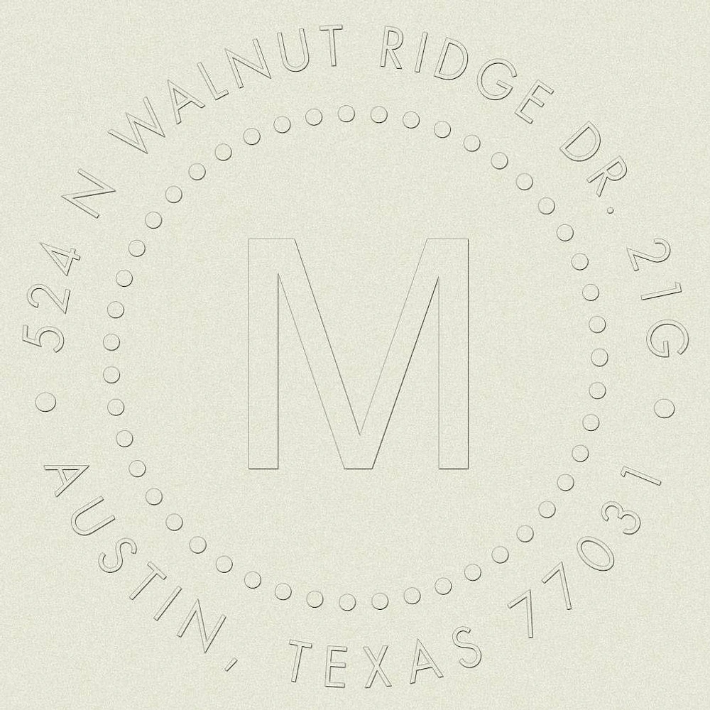 Single Bold Monogram Custom Embosser Plate