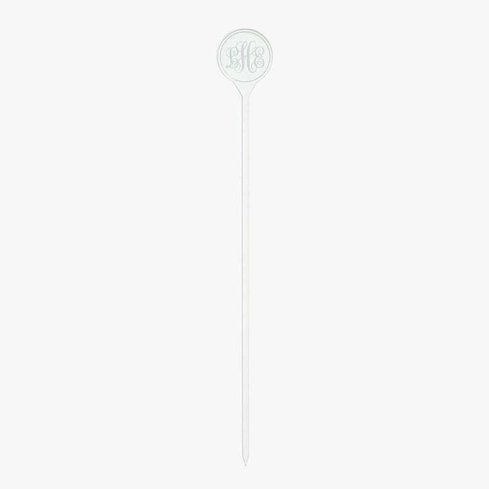 Clear Green Engraved Monogram Skewers