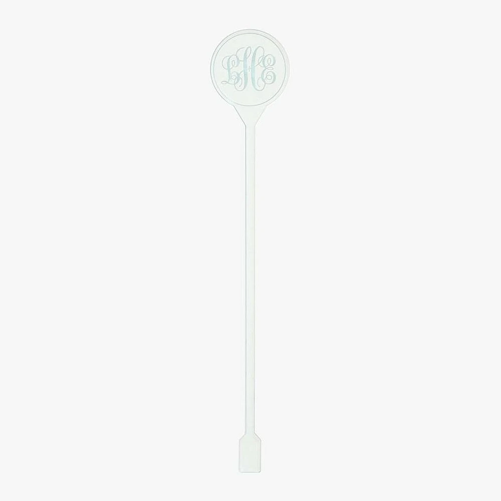Clear Green Engraved Monogram Stirrers