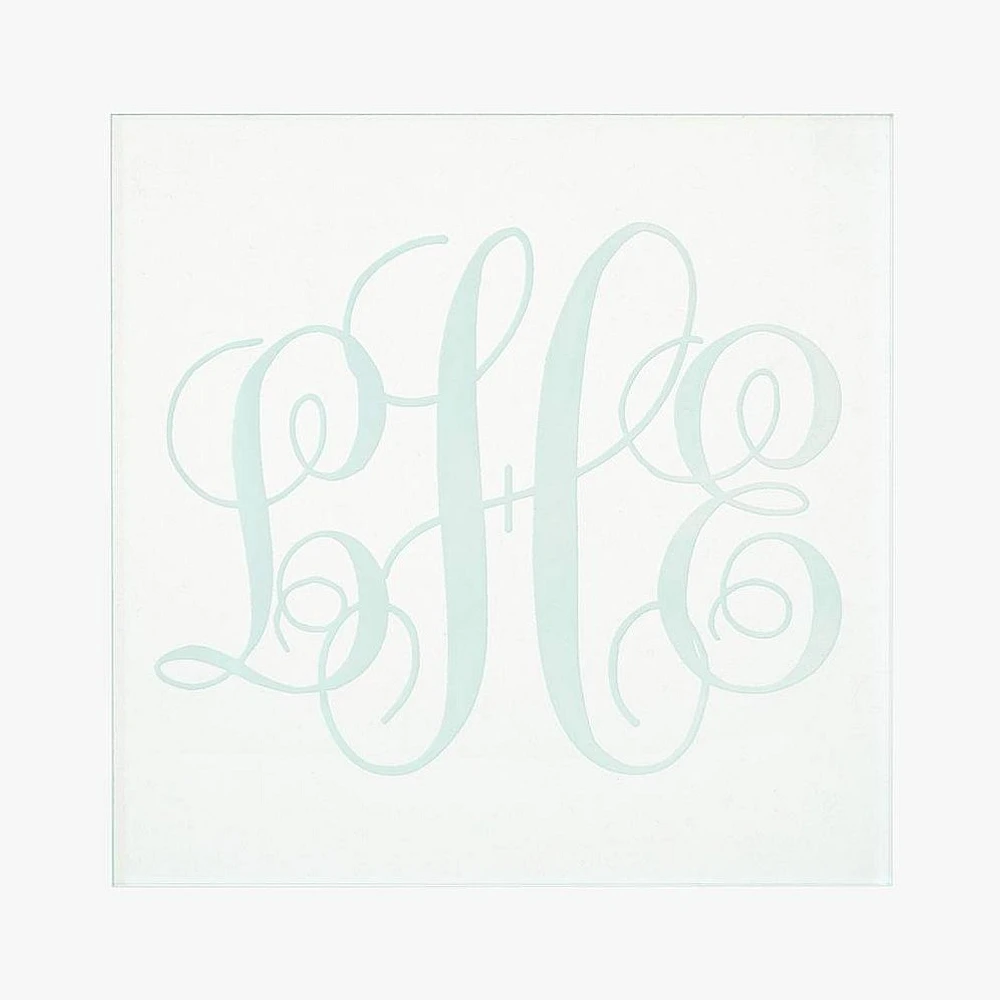 Clear Green Engraved Monogram Coasters