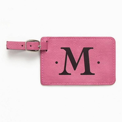 Single Initial Monogram Pink Luggage Tag