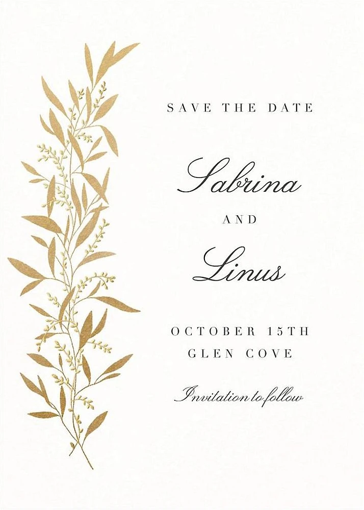 Untamed Grace Gold Save the Date Card