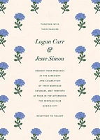Dianthus Floral Blue Wedding Invitation