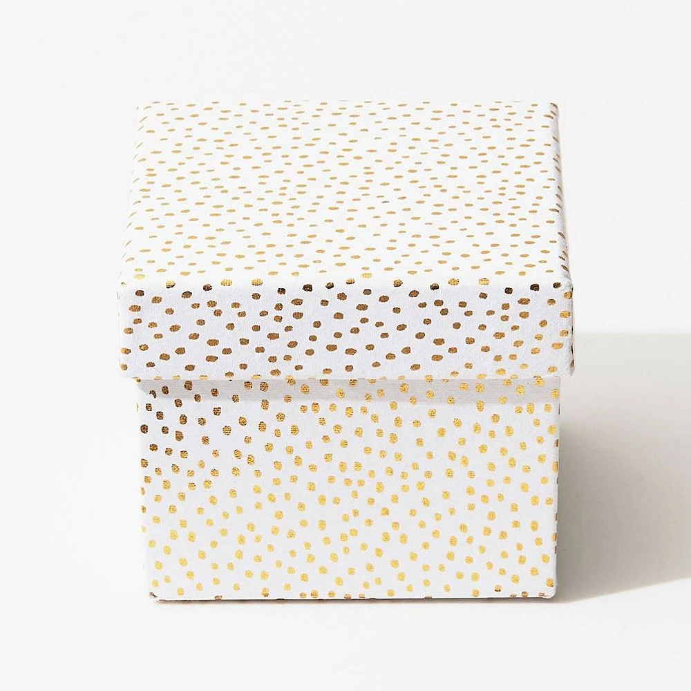 Gold Flurry Dots On White Medium Gift Box