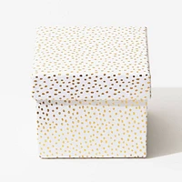 Gold Flurry Dots On White Medium Gift Box