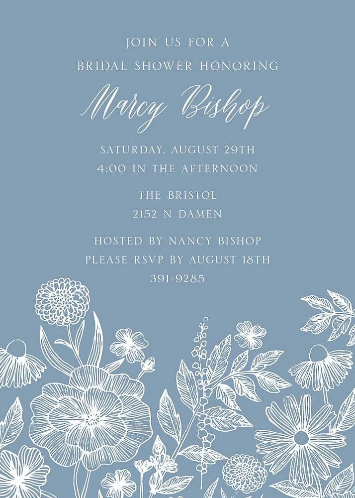 Perennial Sketch Bridal Shower Invitation