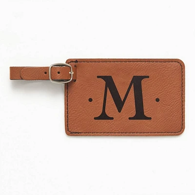 Single Initial Monogram Brown Luggage Tag
