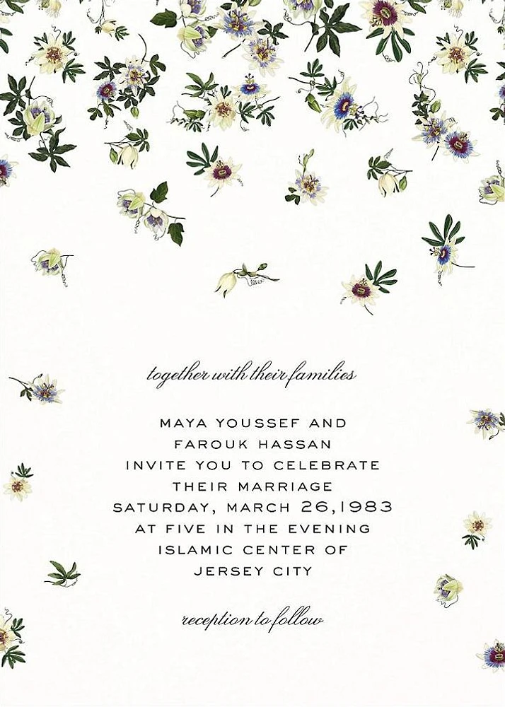 Passiflora Caerulea Cream Wedding Invitation