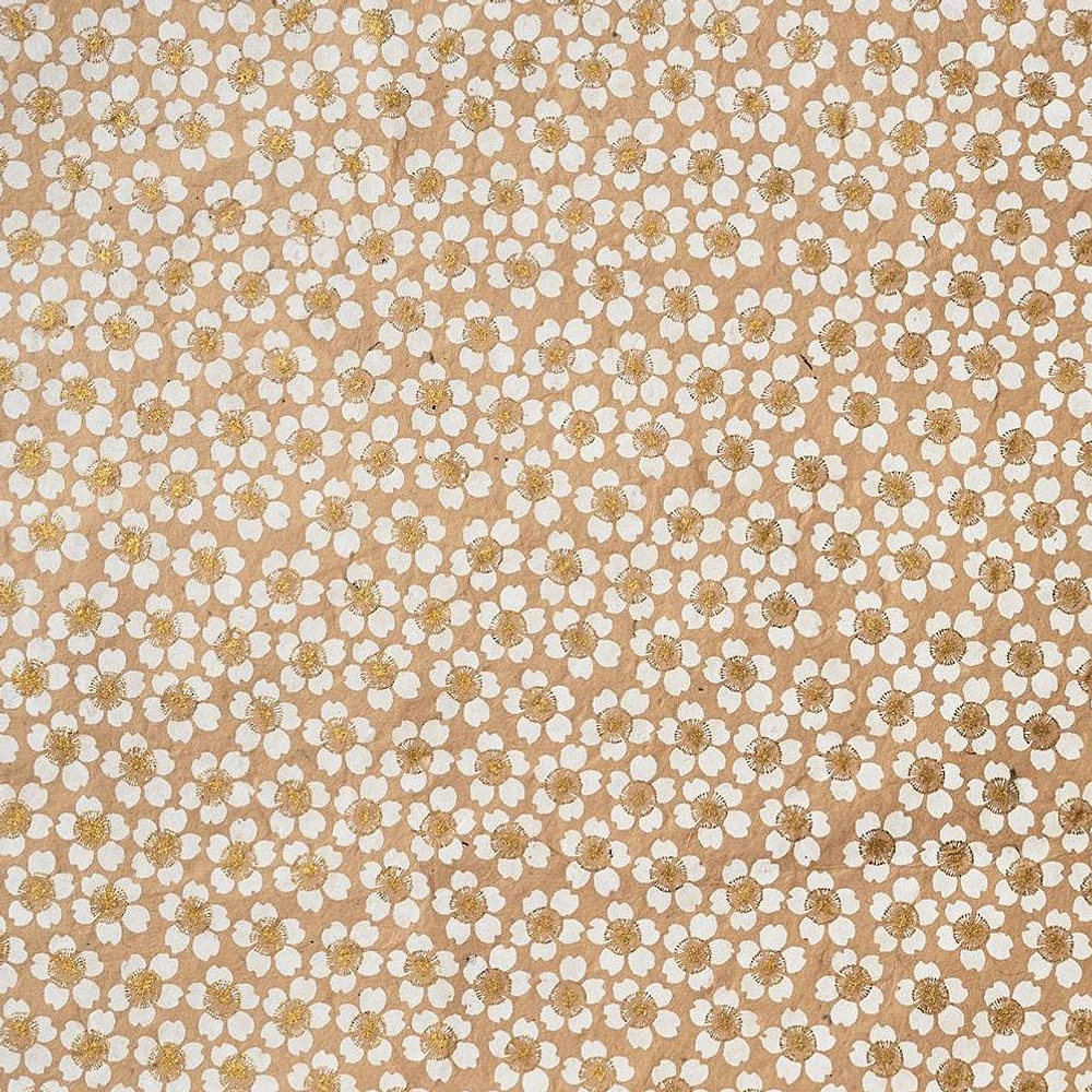 White Gold Blossoms on Dove Grey Handmade Paper