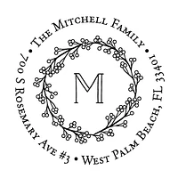 Berry Monogram Wreath Custom Stamp