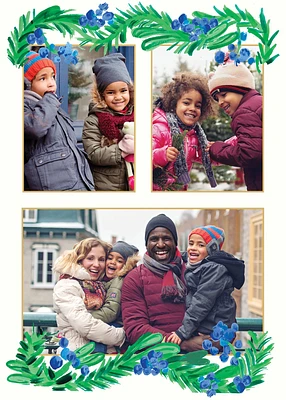 Blue Berries Holiday Multi Photo Card