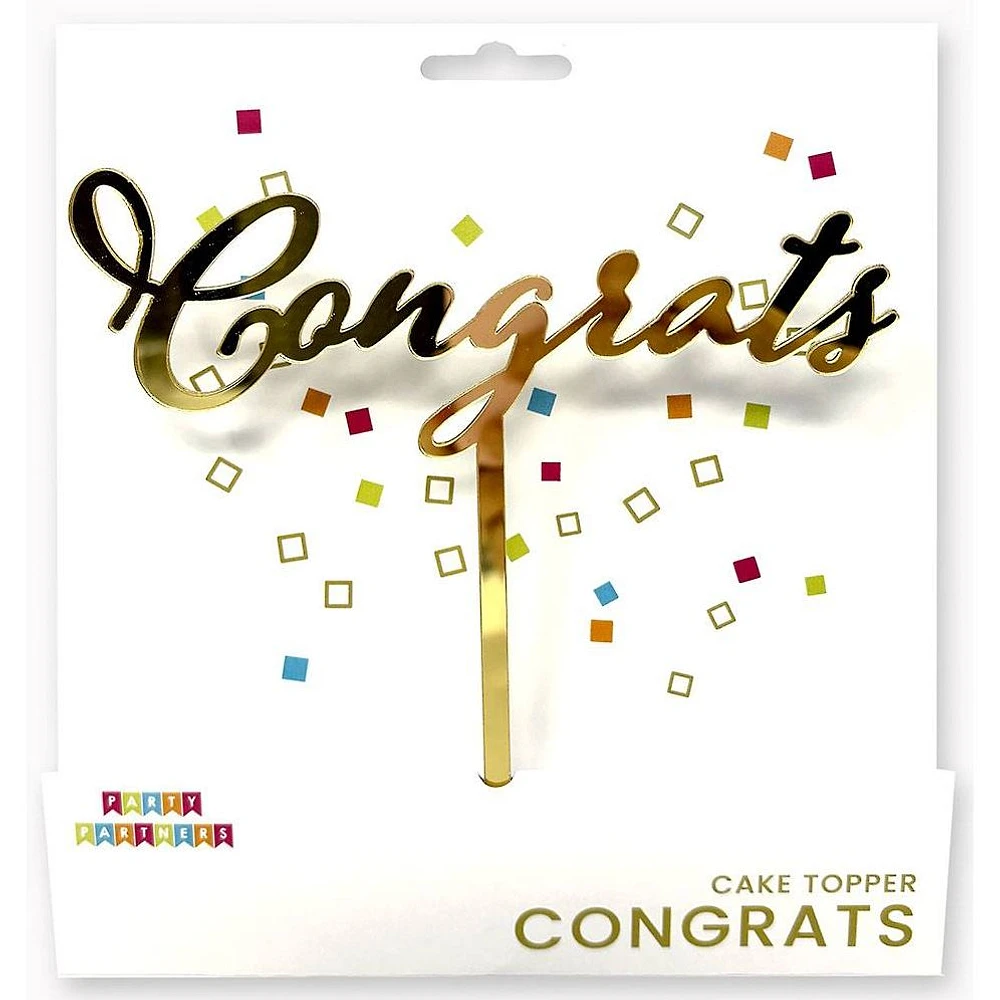 Congrats Gold Mirror Cake Topper