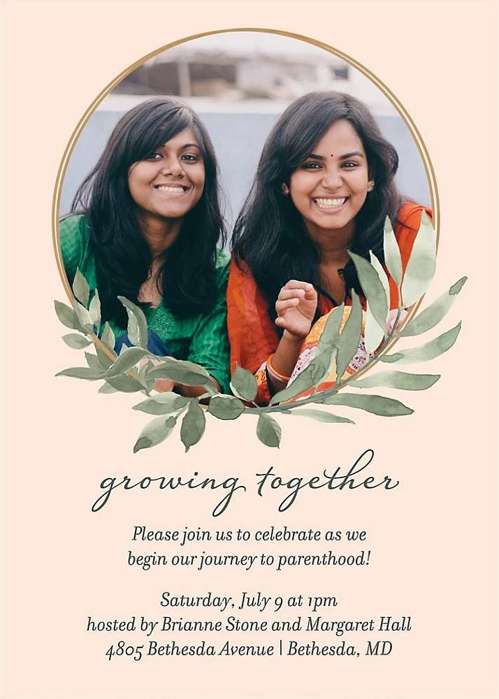 Watercolor Greenery Wreath Shower Invitation