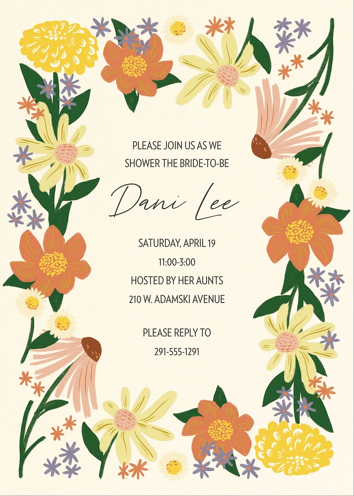 Sunny Chrysanthemum Bridal Shower Invitation
