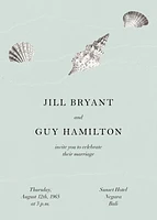 Waves and Seashells on Wedding Invitation