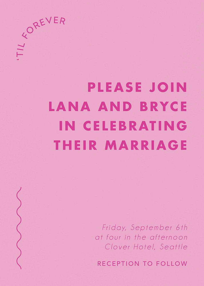 Swish on Pink Wedding Invitation