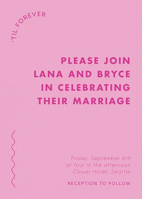 Swish on Pink Wedding Invitation