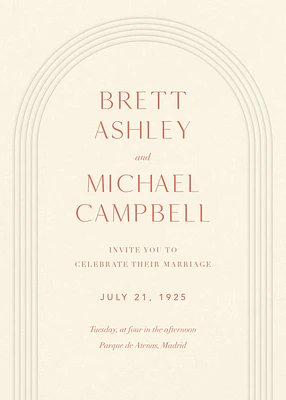 Embossed Arc on Cream Wedding Invitation
