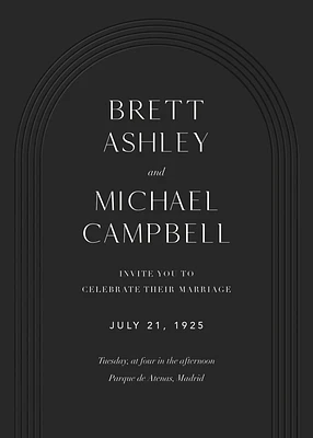 Embossed Arc on Black Wedding Invitation