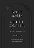 Embossed Arc on Black Wedding Invitation