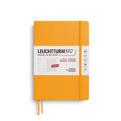 2025-2026 Weekly Planner & Notebook Medium (A5) 2026, 18 Months, Rising Sun