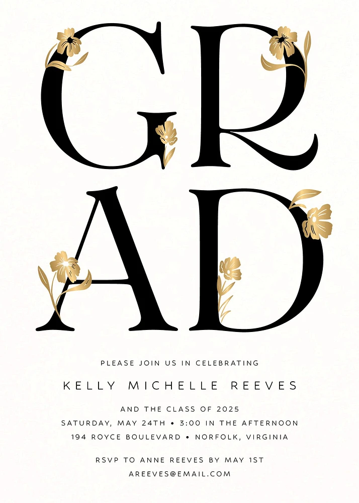 Les Fleurs Foil Graduation Announcement