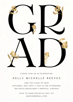 Les Fleurs Foil Graduation Announcement