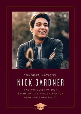 Classic Cap Foil Photo Graduation Announcement