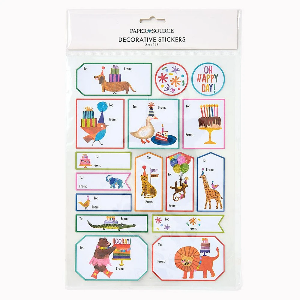 Takes The Cake Animal Gift Labels 48 Pc