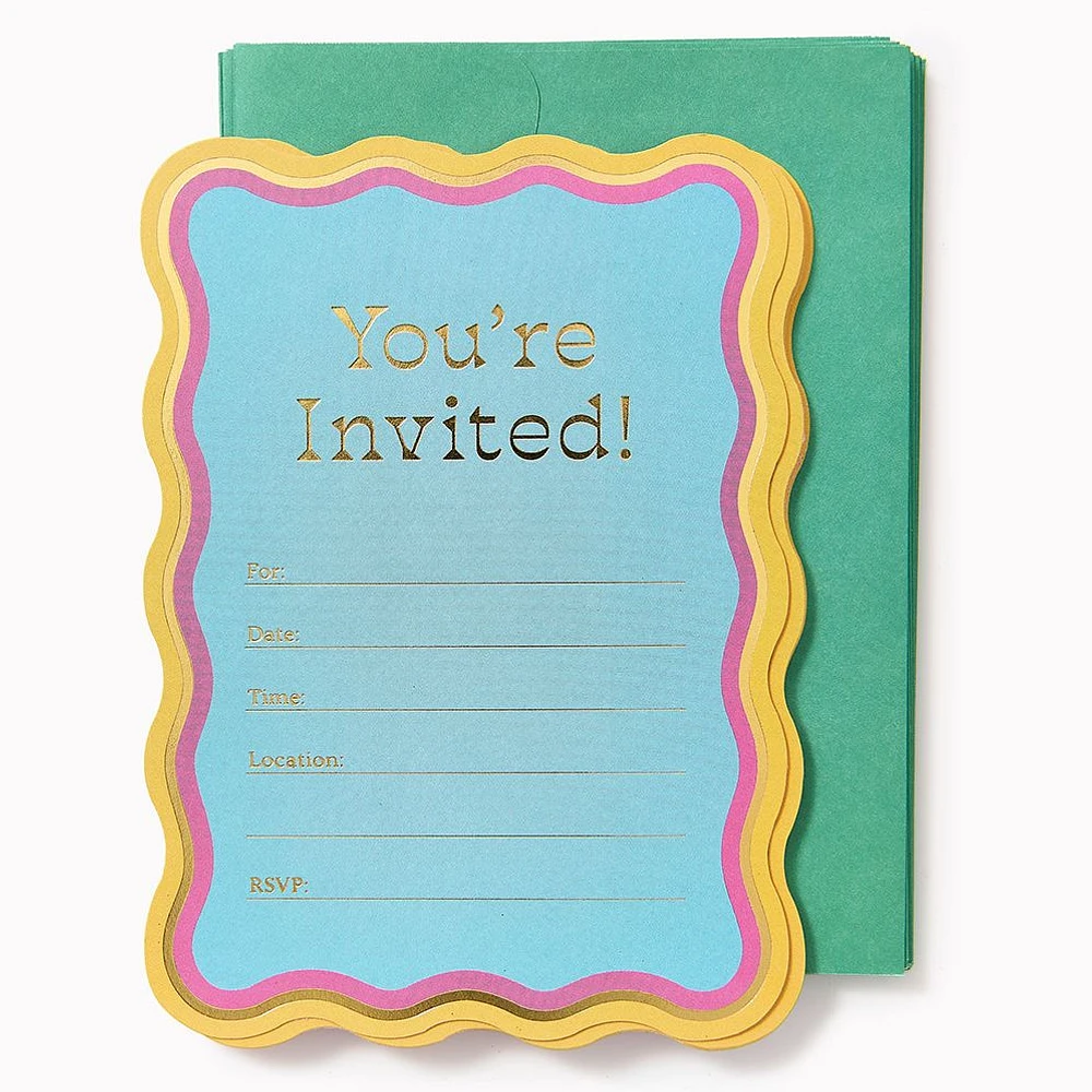 Diecut Wavy Party Invitations 10ct