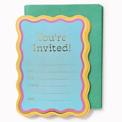 Diecut Wavy Party Invitations 10ct