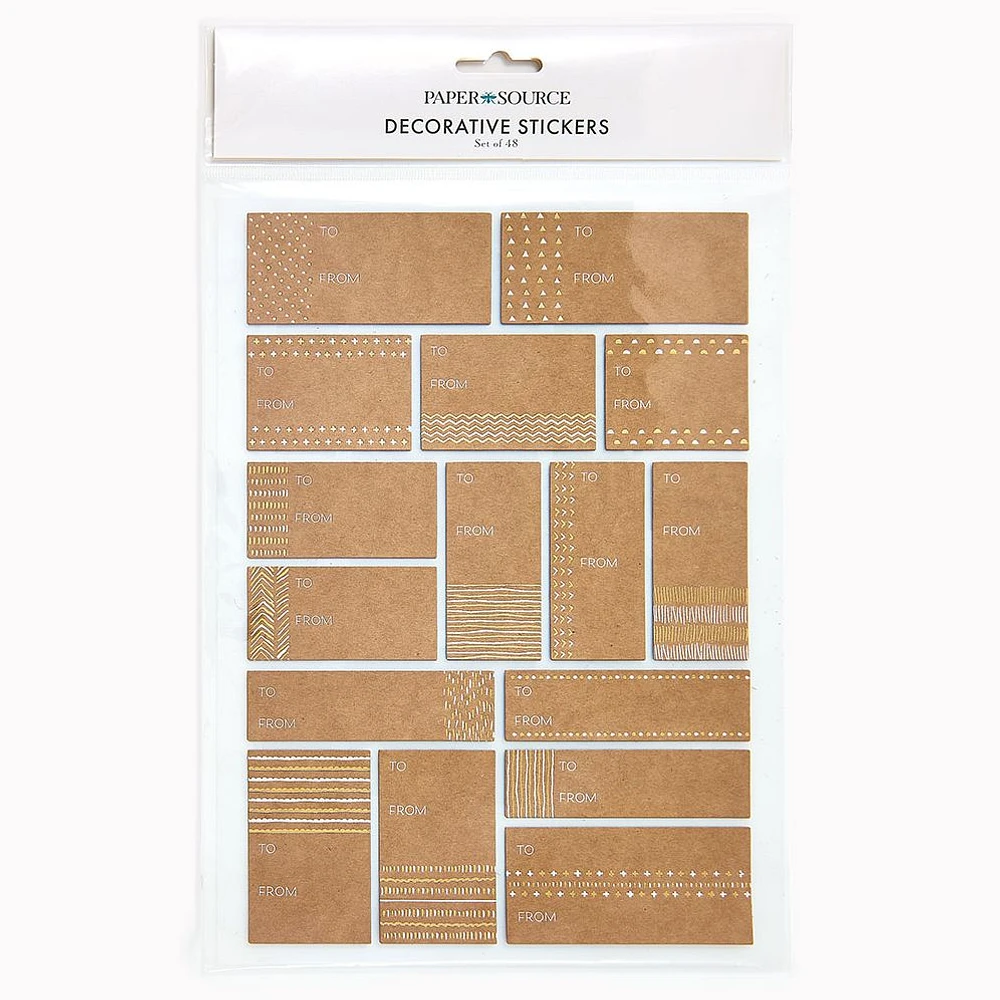 Simple Patterns on Kraft Gift Labels 48 Pc