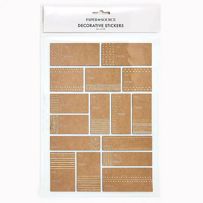 Simple Patterns on Kraft Gift Labels 48 Pc