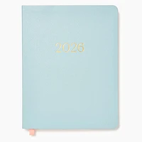 2025-2026 Paper Source Light Blue Leather 18-Month Weekly Desk Planner