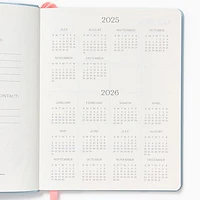 2025-2026 Paper Source Light Blue Leather 18-Month Weekly Desk Planner
